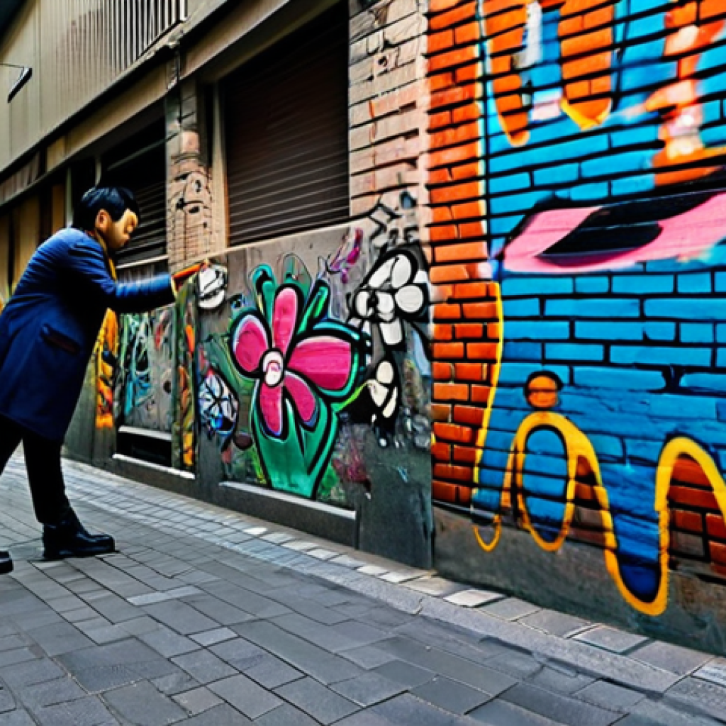 **
"A professional artist, fully clothed in modest attire, photographing vibrant street art in a bustling Tokyo alleyway. The scene features colorful graffiti on weathered brick walls, with dynamic lighting and shadows enhancing the textures. Perfect anatomy, correct proportions, natural pose, well-formed hands, proper finger count, natural body proportions, safe for work, appropriate content, fully clothed, professional photography, high quality."
**