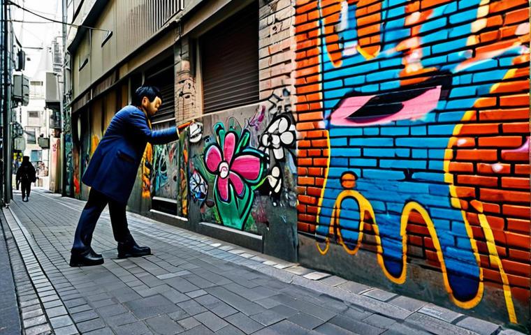 **

"A professional artist, fully clothed in modest attire, photographing vibrant street art in a bustling Tokyo alleyway. The scene features colorful graffiti on weathered brick walls, with dynamic lighting and shadows enhancing the textures.  Perfect anatomy, correct proportions, natural pose, well-formed hands, proper finger count, natural body proportions, safe for work, appropriate content, fully clothed, professional photography, high quality."

**