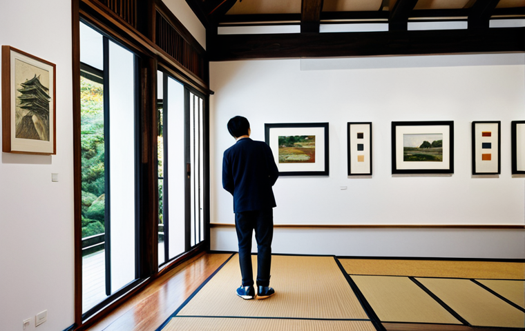 **Prompt:** A renovated traditional Japanese house (古民家) serving as a modern art gallery, featuring abstract sculptures and paintings inside. Soft, natural lighting. Fully clothed visitors admiring the art. Professional photography, perfect anatomy, appropriate content, safe for work, modest.