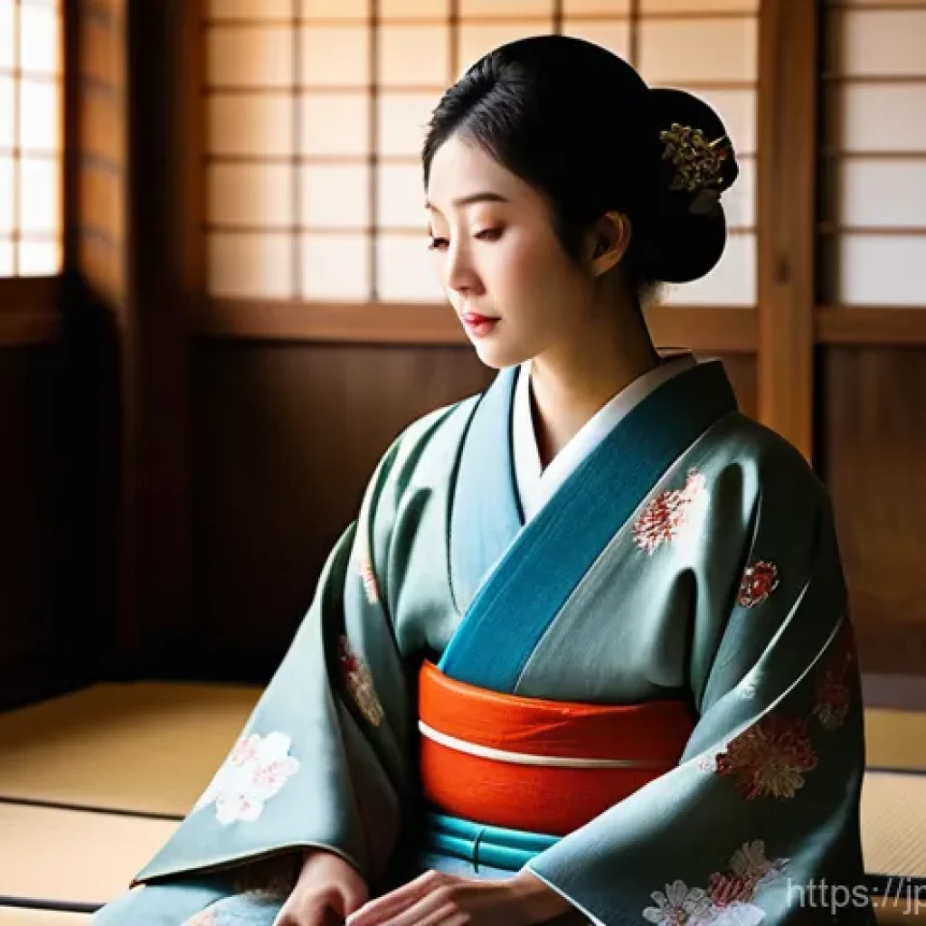 장소 특정적 예술의 감각적 가치 - **A serene, beautiful scene inside a traditional old Japanese house, where a contemporary art instal...