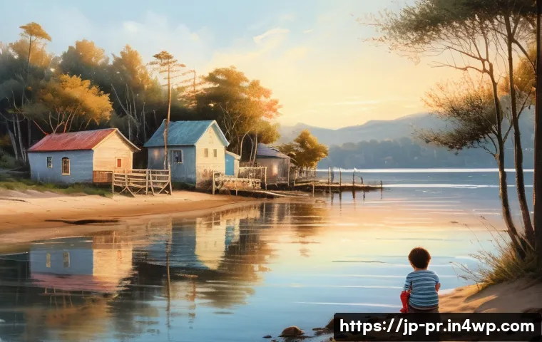 장소 특정적 예술 접근을 위한 도구들 - A serene coastal village at golden hour, sketched by hand on textured paper with subtle brush stroke...