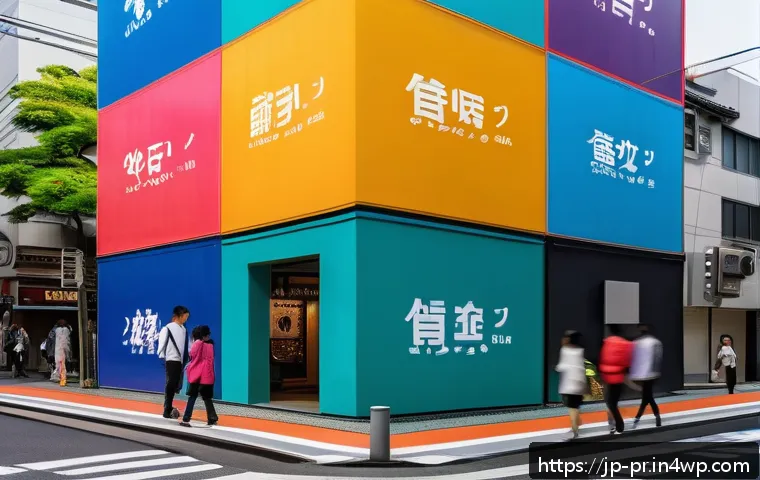 장소 특정적 예술 접근의 실천적 경험 공유 - A vibrant urban street corner in Japan featuring a contemporary art installation blending seamlessly...